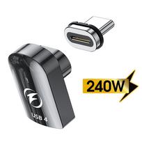240W USB C Magnetic Adapter 8K 60Hz 40Gbps Type-C Converter 90 Degree PD Fast Charging USB4 Adapter for Thunder-bolt 3/4