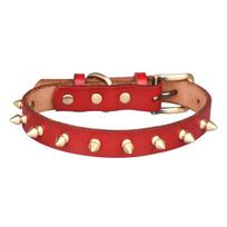 Dog Collar Smooth Rivet Design Anti-bite Wear-resistant Polyester Pet Dog Collar for Medium Dogs raudona