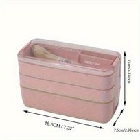Bento Box For Adults, 3-layers Lunch Box, Portable Food Storage Tableware rožinė