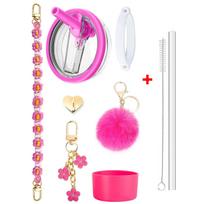 9pcs 40oz Tumbler Accessories for Stanley Cup Set Leak Proof Flip Straw Lid Water Bottle Handle Strap,Silicone Cup Boot Charms