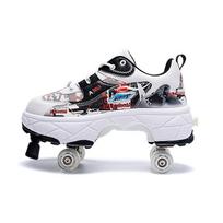 Telescopic roller skates foldable double row deformable dual-purpose multifunctional sports shoes with built-in brakes 33