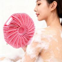 Silicone Exfoliating Back Scrubber & Bath Brush Set Deep Clean Scalp Massager - Girls' Pink žalia