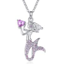 Mermaid Princess Heart Necklace: Colorful Ocean Pendant Choker, Perfect Christmas Gift