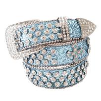 Heavy Waist Belts for Jeans Pants Heavy Rhinestones  Belt Bandsman 115CM mėlyna