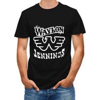 Waylon Jennings vyriški trumparankoviai marškinėliai medvilniniai apvaliu kaklu laisvalaikio marškinėliai S juoda