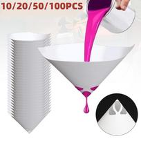 10/20/50/100Pcs Paint Filter Paper Car Paint Spray Mesh Paper Filter Funnel Strainer Disposable Conical Straining Funnel 10pcs smėlis