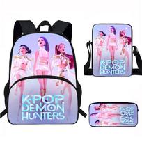 K-Pop Demonų Medžiotojai 3 dalių studento kuprinės rinkinys Anime tematikos madingas spausdintas kuprinės rinkinys 39*15.5*29cm