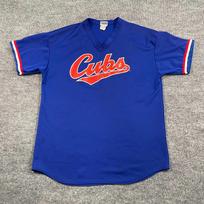 Vintažinis 90-ųjų Majestic Chicago Cubs beisbolo marškinėliai XL 23x30 Mėlyni užrašai L