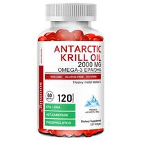 Antarktinio krilio aliejus 2000 mg, bendrasis omega-3 riebalų rūgščių kiekis 120 mg, maisto papildas 120 Capsules