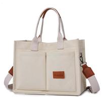Women's Canvas Tote Bag, Large Crossbody Laptop Handbag for Work, Travel, Nurse & Teacher smėlis
