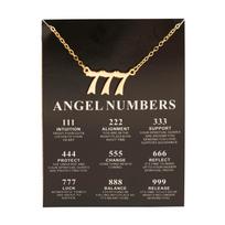 Naujas Angelų Numerio 777 Karoliai Moterims 111 222 333 444 555 666 888 999 Pakabukas Aukso Spalvos Grandinėlė Moteriški Papuošalai Su Kortele