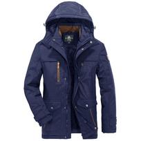 Vyriškas žieminis storas šiltas parkas su gobtuvu, madingas medvilninis plius aksominis švarkas, stilius L-6XL L mėlyna