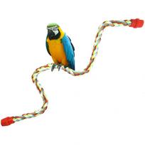 Spalvinga virvė virvelė papūgos žaislas naminis paukštis žaidžia kramto lenkia lipa ornamentai 44cm