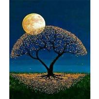 DIY Diamond Painting Wall Art Cross Stitch Tree Moon Sky Landscape Picture 5d Embroidery 20X30CM