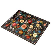 Floral Floor Mat Stain Resistant Washable Non-Slip Area Rug Thick Faux Wool Carpet S