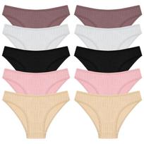 10 VNT Moteriškos Medvilninės Kelnaitės Seksualios Kvėpuojančios Apatinės Kelnaitės Moteriškos Vienspalvės Patogios Lingerie Dryžuotos Kelnaitės Didmeninė Prekyba M-XL M&10pcs