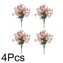 4 Bundles Flower Arrangement Outdoors Bonsai Shrub Realistic Eucalyptus Plants Bouquet Vibrant Morning Glory Garden Home Decor rožinė