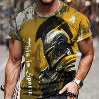 Men's 3D Spartan Knight Graphic T-Shirts Outdoor Casual Micro Elastic Breathable T-Shirts Summer Fashion Short Sleeve Top S