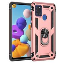 For Samsung Galaxy A21S A12 A52 A72 A03S A02 Armor Car Ring Magnetic Case For A41 A51 A71 A12 A32 A42 M32 A10 S A20 A30 A50 A70 For A10S rožinio aukso spalvos