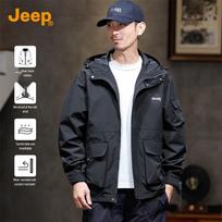 JEEP Men's Casual Hooded Windbreaker Jacket L juoda