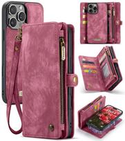 CaseMe 008 Nuimamas Daugiafunkcinis Odinis Telefono Dėklas For iPhone 16 Pro Max raudona
