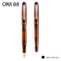 OPUS 88 PICNIC Top QualityEye Dropper Refill System Fountain Pen,Colored Acrylic Transparent Ink Pen, Fine Writing F Nib (0.5MM ) ruda