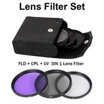 Uv+cpl+fld 3 viename objektyvo filtrų rinkinys 49mm-77mm su krepšiu Canon Nikon Sony Pentax kameros objektyvams 49mm
