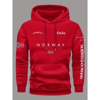 NORVEGIJOS Vėliavos Hoodies Vyrams Moterims Lauko Sportas Gatvės Nuotykiai Sportas Bėgimas Gatvės Laisvalaikio Rudens Žiemos Palaidinė Viršutinė Apranga M