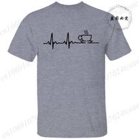 Nauji vyriški marškinėliai Klasikiniai trumpomis rankovėmis marškiniai KAVA EKG EKG Vasariniai viršutiniai drabužiai Laisvalaikio marškinėliai Kofeino MEME Laisvalaikio moteriški marškinėliai Viršutiniai drabužiai S juoda