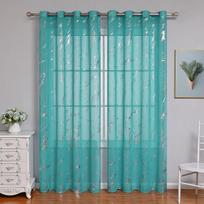 2025 Kvėpuojančios užuolaidos su sidabro marmuro raštu, Žiedinės pusiau permatomos užuolaidos, Pusiau tamsinančios pusiau permatomos užuolaidos 100*130cm（One Piece） blue