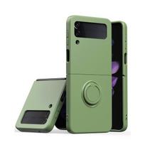 Fashion Finger Ring mobiliojo telefono dėklas, skirtas Samsung Galaxy Z Flip4 Flip3 Flip 4 5g Zflip4 Flip 3 nuo kritimo stovo sulankstomas dangtelis Funda for Galaxy Z Flip 4 žalia