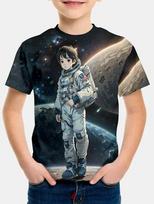 2024 Summer Boys T Shirts Cartoon Universe Astronaut Planets Children's Clothing Fashion T Shirts Baby Boys Tops Tees Clothes 120