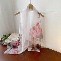 Lotus Scarf, Floral Chiffon Scarf, Sunscreen Beach Scarf, Shawl, Thin Scarf 160*50cm gray
