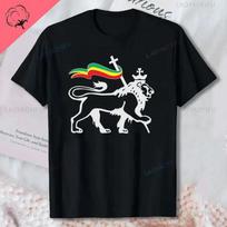 Judos liūtas su Rastafari vėliava Meninis paveikslas Rasta žolė Vyriškas viršutinis drabužis Marškinėliai Juodi Šaunūs Laisvalaikio Medvilniniai Marškinėliai Vyriški Drabužiai Ropa Hombre 4XL