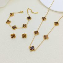 3 VNT 13MM Laimingas Dobilas Rinkinys Papuošalai Apyrankė Universalus Mados Vėrinys Auskarai 3 dalių rinkinys necklace+bracelet+earring