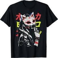 Japoniškas Streetwear Cyberpunk Y2K Techwear Neko Manga Anime Marškinėliai S juoda