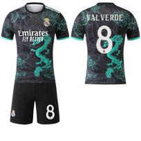 2025-26 Real Madrid juodos ir žalsvai mėlynos spalvos drakono specialus leidimas #9Mbappé #7 Vinícius Futbolo marškinėliai XL