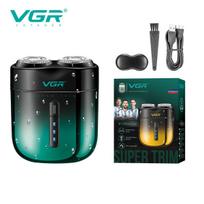 New VGR 348 Convenient Electric Shaver IPX6 Waterproof Gradient Metal Shaver Double Blade Men's Shaver Travel Mini USB Hair Trimmer Home Razor Shaver žalia