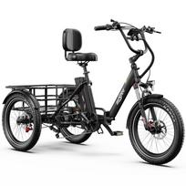 Onesport OT30 Pro 20 colių elektrinis dviratis, 500W variklis, sulankstomas elektrinis krovininis dviratis, 7 pavarų pavarų dėžė, dvigubi diskiniai stabdžiai, 48V 18AH baterija, maksimali apkrova 180 kg juoda