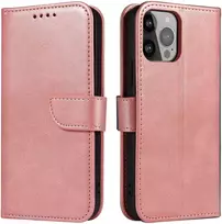 Hurtel Magnet Case dėklas-piniginė su stovu iPhone 15 Pro Max – rožinis