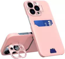 Hurtel Odinis dėklas iPhone 14 Pro su kišenele ir stovu – rožinis