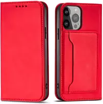 Hurtel Magnet Card Case dėklas iPhone 13 Pro – raudonas