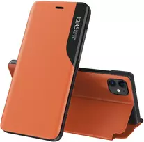 Hurtel Eco Leather View Case dėklas iPhone 13 Pro Max – oranžinis