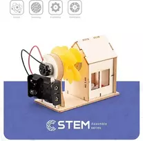 Extra Digital Mokomasis Žaislas - Papildomas Skaitmeninis Medinis Surinkimo Rinkinys Vėjo Turbina Su LED Šviesa Atkuriamos Energetikos Modelis Natūrali Mediena