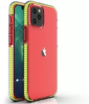 Hurtel Skaidrus TPU dėklas iPhone 13 mini – geltonas rėmelis