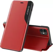 Hurtel Eco Leather View dėklas iPhone 13 mini – raudonas