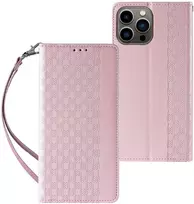 Hurtel Piniginis dėklas iPhone 14 Pro Max su dirželiu – rožinis