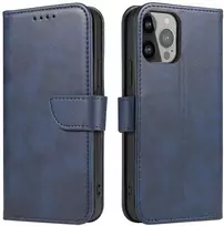 Hurtel Magnet Case dėklas-piniginė su stovu iPhone 15 Plus, mėlynas