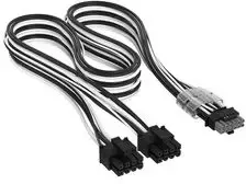 Corsair Premium Sleeved 2x 8-Pin to 12V 2×6 Cable, for Type-4 Power Supply – Juodas/Baltas