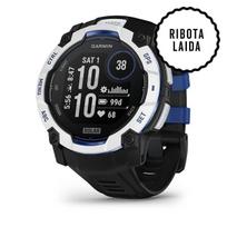 Garmin Instinct 3 laikrodis / 50 mm / Solar / Baltojo akmens spalva / Juodas-mėlynas dirželis